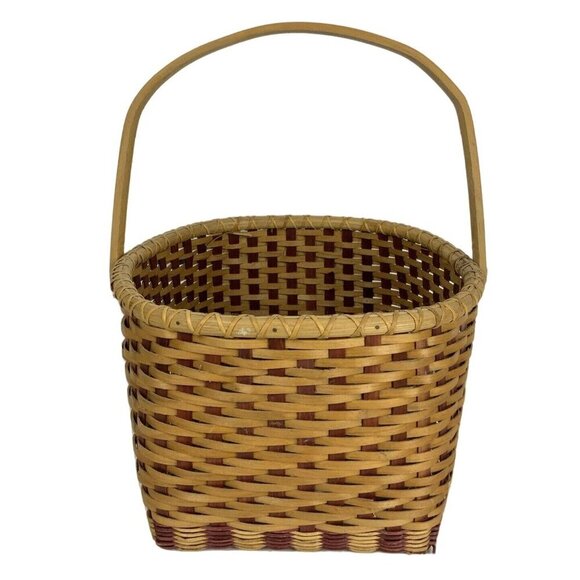 Wicker Vegetable Gathering Basket With Handle Red Brown Storage Organizer - Picture 2 of 7
